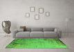 Machine Washable Oriental Green Industrial Area Rugs in a Living Room,, wshurb2552grn