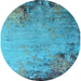 Round Oriental Light Blue Industrial Rug, urb2552lblu