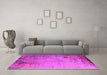 Machine Washable Oriental Pink Industrial Rug in a Living Room, wshurb2552pnk