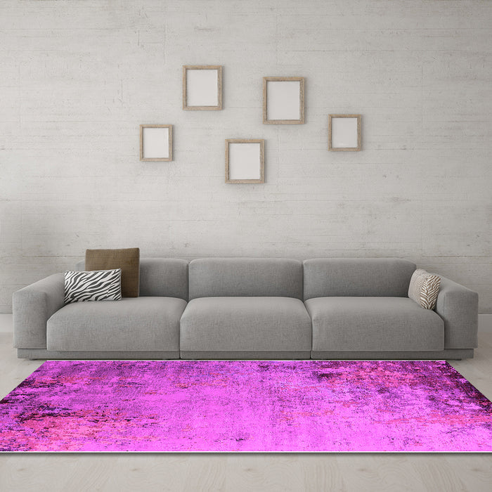 Machine Washable Oriental Pink Industrial Rug in a Living Room, wshurb2552pnk