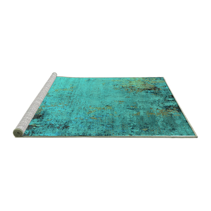 Sideview of Machine Washable Oriental Turquoise Industrial Area Rugs, wshurb2552turq