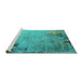 Sideview of Machine Washable Oriental Turquoise Industrial Area Rugs, wshurb2552turq