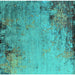 Square Oriental Turquoise Industrial Rug, urb2552turq