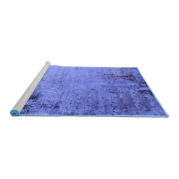 Sideview of Machine Washable Oriental Blue Industrial Rug, wshurb2552blu