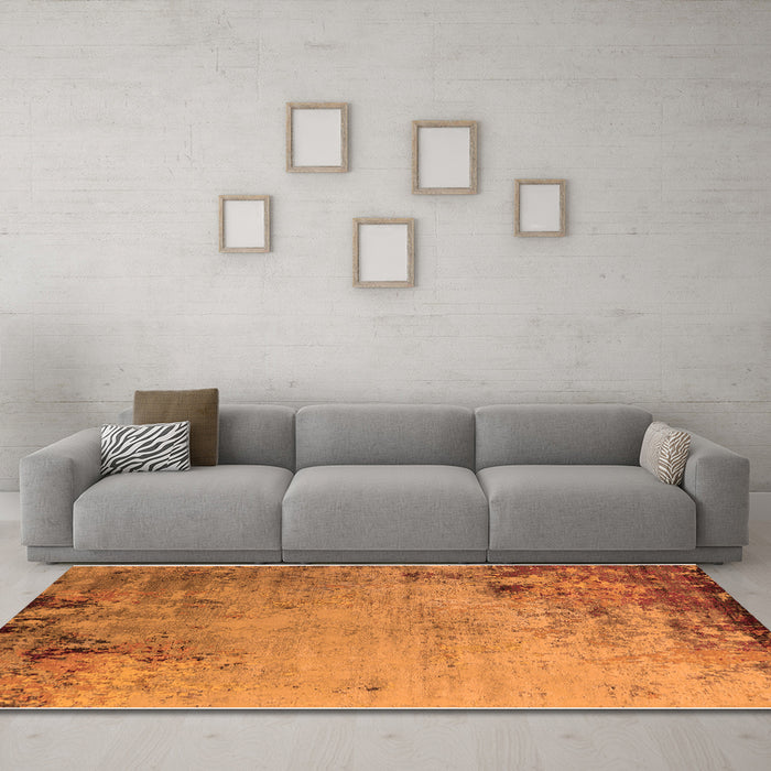 Machine Washable Oriental Orange Industrial Area Rugs in a Living Room, wshurb2552org