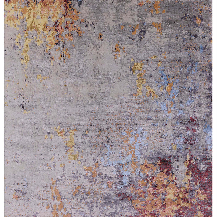 Mid-Century Modern Silver Pink Oriental Rug, urb2552