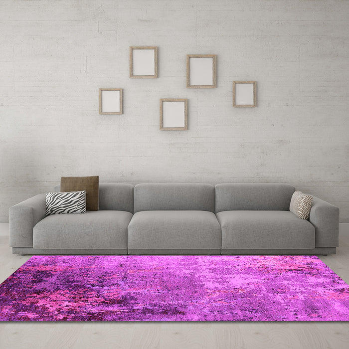 Machine Washable Oriental Pink Industrial Rug in a Living Room, wshurb2553pnk