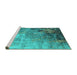 Sideview of Machine Washable Oriental Turquoise Industrial Area Rugs, wshurb2553turq