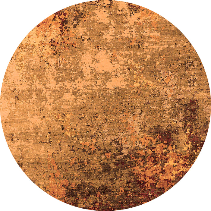 Round Machine Washable Oriental Orange Industrial Area Rugs, wshurb2553org