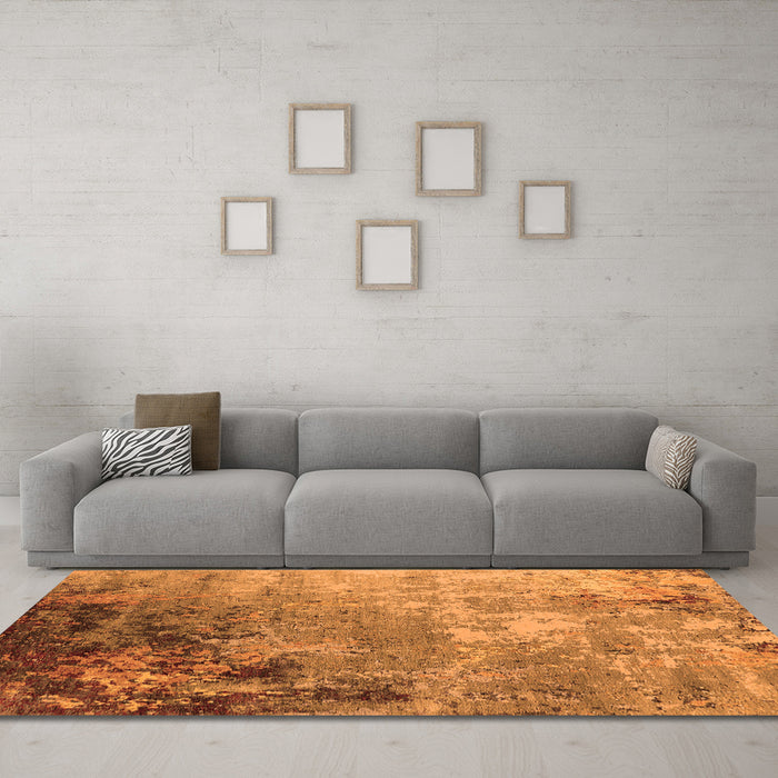 Machine Washable Oriental Orange Industrial Area Rugs in a Living Room, wshurb2553org