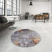 Round Machine Washable Industrial Modern Puce Purple Rug in a Office, wshurb2553