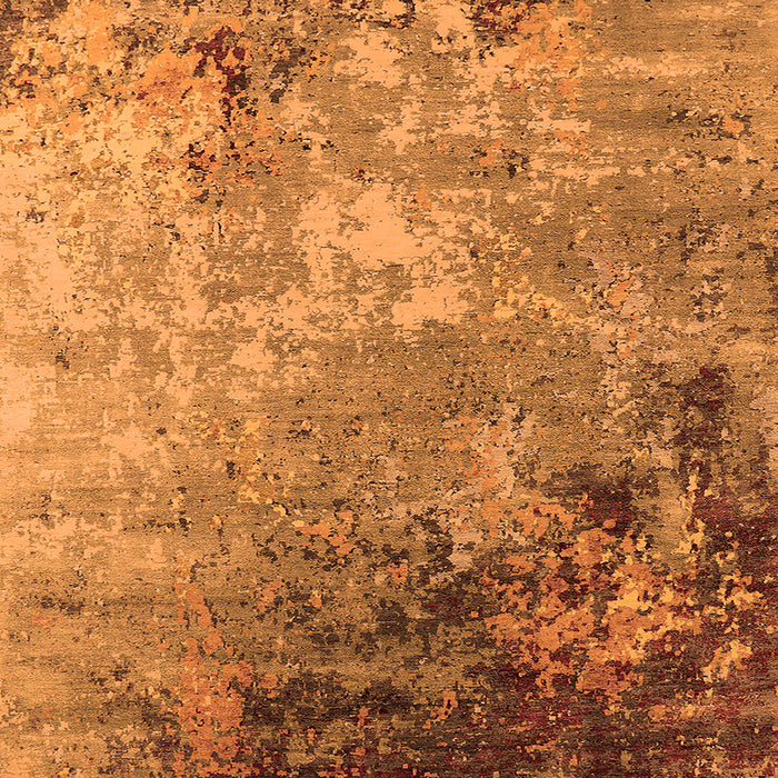 Square Machine Washable Oriental Orange Industrial Area Rugs, wshurb2553org