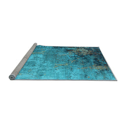 Sideview of Machine Washable Oriental Light Blue Industrial Rug, wshurb2553lblu