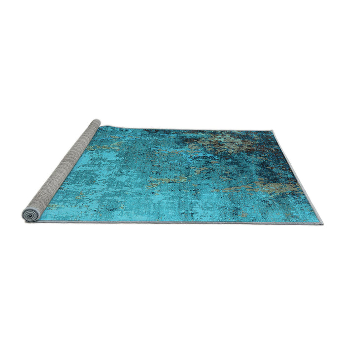 Sideview of Machine Washable Oriental Light Blue Industrial Rug, wshurb2553lblu