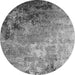 Round Oriental Gray Industrial Rug, urb2553gry