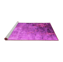 Sideview of Machine Washable Oriental Pink Industrial Rug, wshurb2553pnk