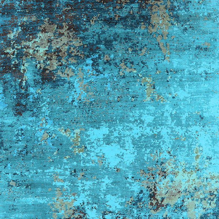 Square Machine Washable Oriental Light Blue Industrial Rug, wshurb2553lblu