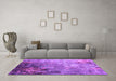 Machine Washable Oriental Purple Industrial Area Rugs in a Living Room, wshurb2553pur