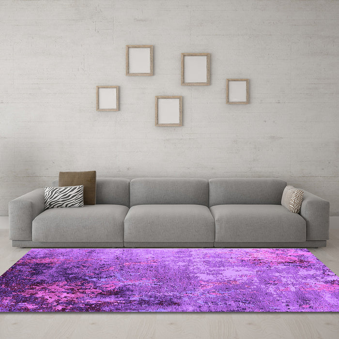 Machine Washable Oriental Purple Industrial Area Rugs in a Living Room, wshurb2553pur