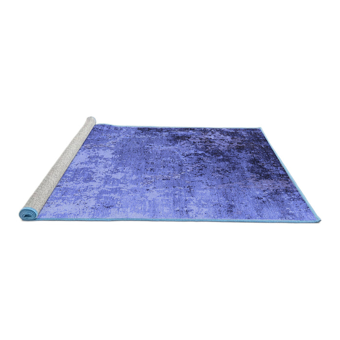 Sideview of Machine Washable Oriental Blue Industrial Rug, wshurb2553blu