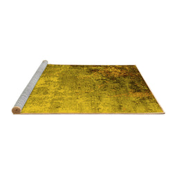Sideview of Machine Washable Oriental Yellow Industrial Rug, wshurb2553yw