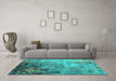 Machine Washable Oriental Turquoise Industrial Area Rugs in a Living Room,, wshurb2553turq