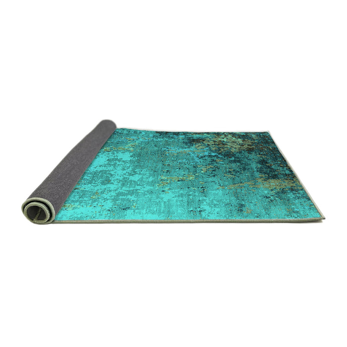 Sideview of Oriental Turquoise Industrial Rug, urb2553turq