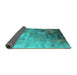 Sideview of Oriental Turquoise Industrial Rug, urb2553turq