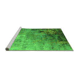 Sideview of Machine Washable Oriental Green Industrial Area Rugs, wshurb2553grn