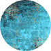 Round Oriental Light Blue Industrial Rug, urb2553lblu