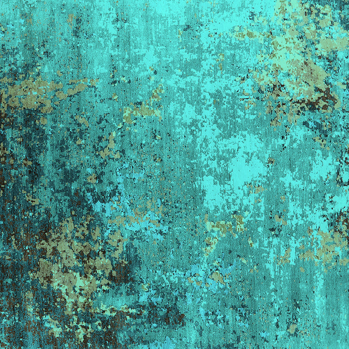 Square Machine Washable Oriental Turquoise Industrial Area Rugs, wshurb2553turq