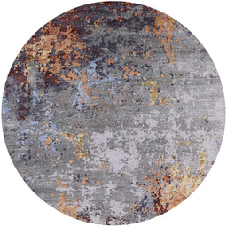 Round Mid-Century Modern Puce Purple Oriental Rug, urb2553