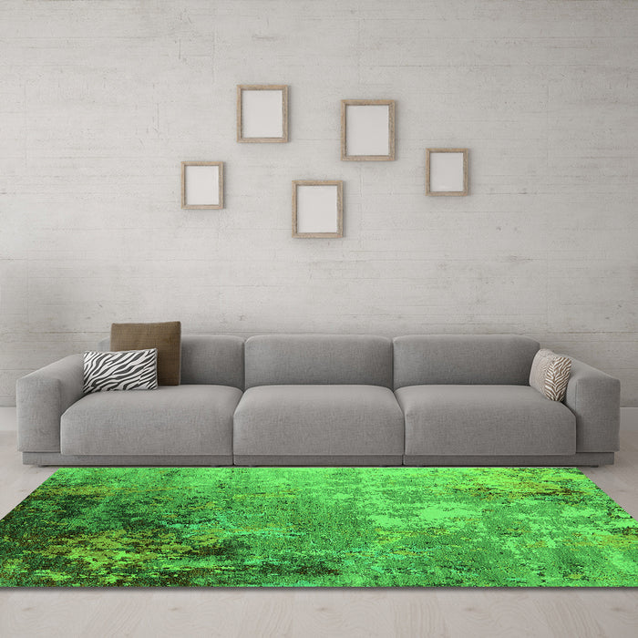 Machine Washable Oriental Green Industrial Area Rugs in a Living Room,, wshurb2553grn
