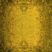 Square Machine Washable Oriental Yellow Industrial Rug, wshurb2554yw