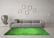 Machine Washable Oriental Green Industrial Area Rugs in a Living Room,, wshurb2554grn