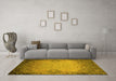 Machine Washable Oriental Yellow Industrial Rug in a Living Room, wshurb2554yw