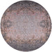 Round Mid-Century Modern Rosy Brown Pink Oriental Rug, urb2554