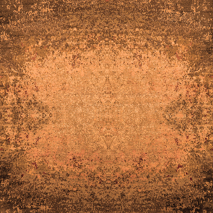 Square Machine Washable Oriental Orange Industrial Area Rugs, wshurb2554org
