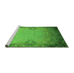 Sideview of Machine Washable Oriental Green Industrial Area Rugs, wshurb2554grn