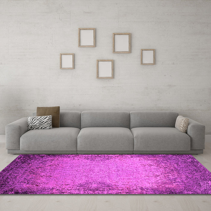 Machine Washable Oriental Pink Industrial Rug in a Living Room, wshurb2554pnk