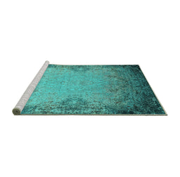 Sideview of Machine Washable Oriental Turquoise Industrial Area Rugs, wshurb2554turq
