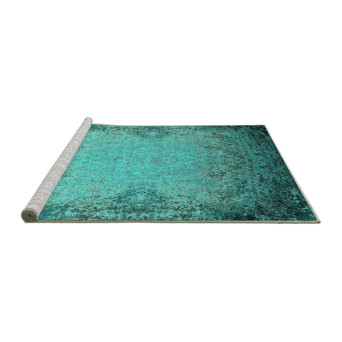 Sideview of Machine Washable Oriental Turquoise Industrial Area Rugs, wshurb2554turq