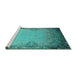Sideview of Machine Washable Oriental Turquoise Industrial Area Rugs, wshurb2554turq