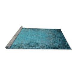 Sideview of Machine Washable Oriental Light Blue Industrial Rug, wshurb2554lblu