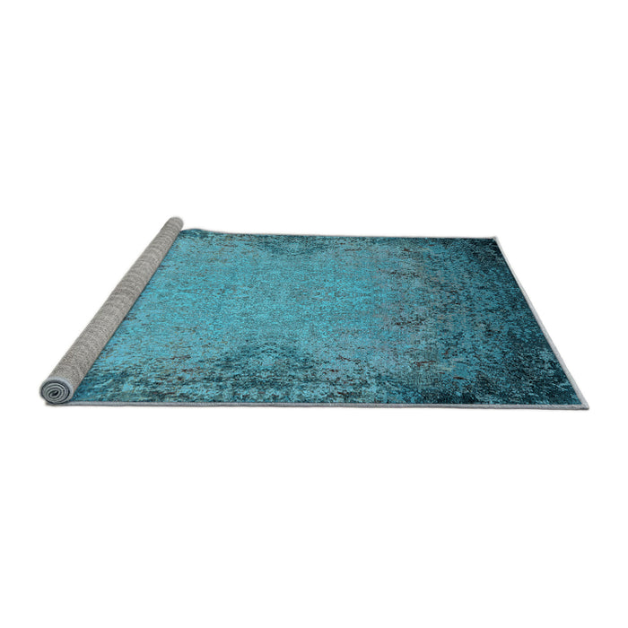Sideview of Machine Washable Oriental Light Blue Industrial Rug, wshurb2554lblu