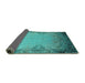 Sideview of Oriental Turquoise Industrial Rug, urb2554turq