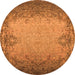 Round Machine Washable Oriental Orange Industrial Area Rugs, wshurb2554org