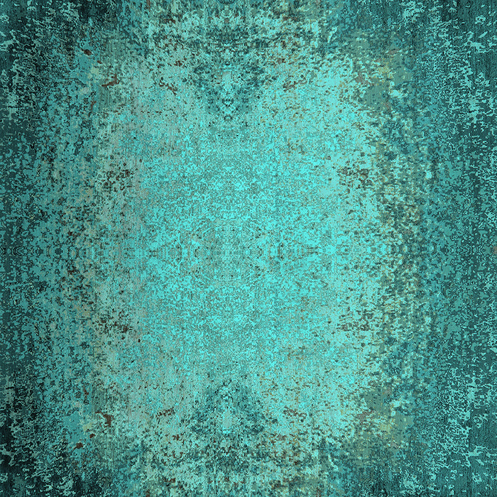 Square Machine Washable Oriental Turquoise Industrial Area Rugs, wshurb2554turq