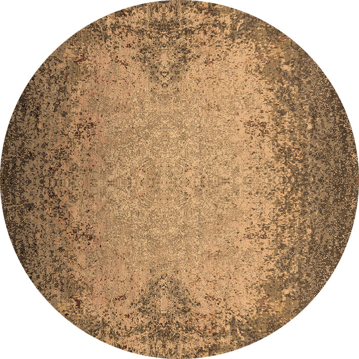 Round Oriental Brown Industrial Rug, urb2554brn