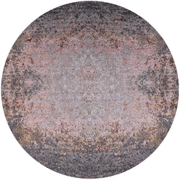 Round Machine Washable Industrial Modern Rosy Brown Pink Rug, wshurb2554